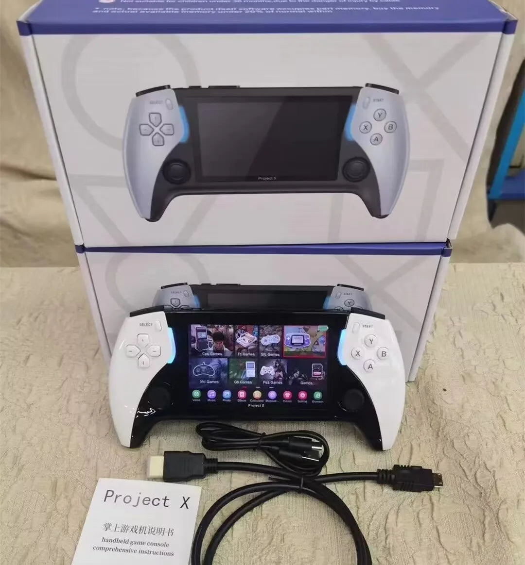 Consola Portátil Retro Project X – 5000+ Juegos, Pantalla IPS 4.3” HD y Funciones Multimedia